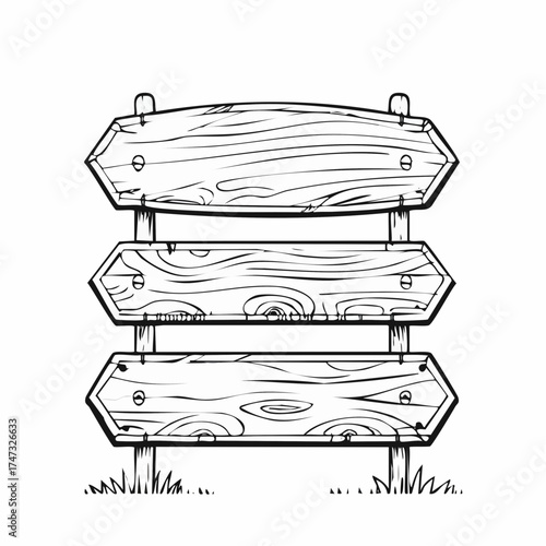 Cartoon wood blank banners. Empty message boards graphics, rustic wooden planks label signs vector illustration