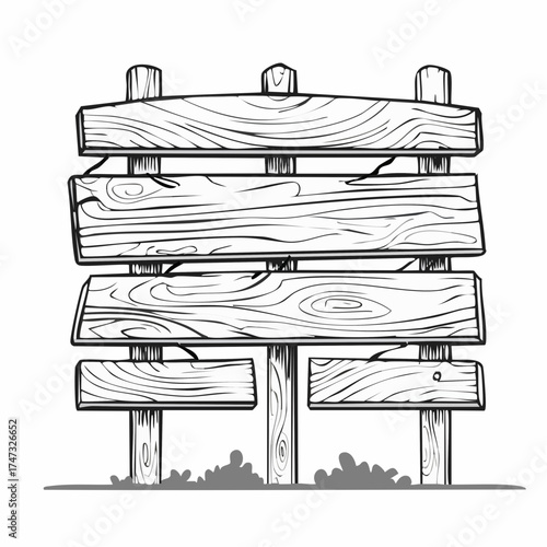 Cartoon wood blank banners. Empty message boards graphics, rustic wooden planks label signs vector illustration