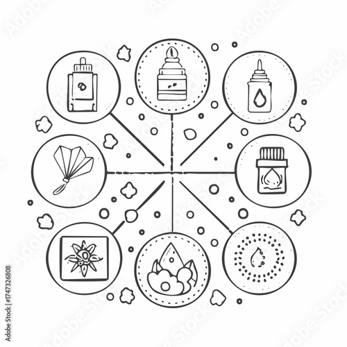 Line style icons of seasonal allergies: pollen count icon, dust allergy tracker, hay fever symbol, spring allergy alert, summer mold spore badge, antihistamine tablet, itchy eyes icon, nose spray