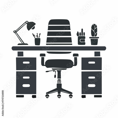 Solid style icons of posture and ergonomics: ergonomic chair, standing desk, spine alignment, screen height icon, sit-straight icon, wrist position, desk stretch, chair cushion.