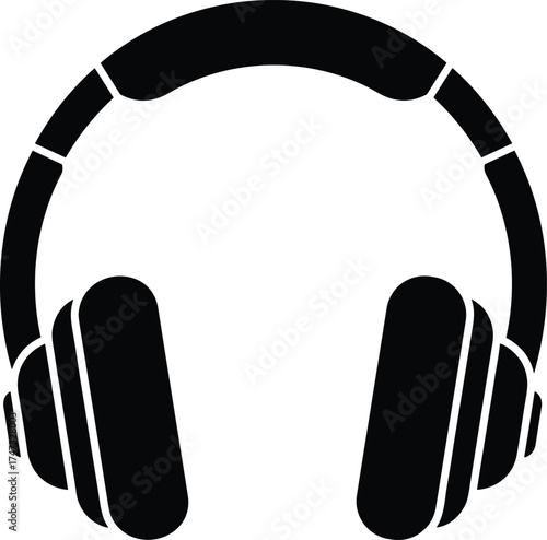   Headphones silhouette vector illustration, music and sound design, audio equipment concept, modern earphones icon, black and white minimal style for technology theme