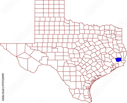 Detailed vector map of Texas highlighting Hardin County, a forested southeastern territory located in the Piney Woods, known for its timber resources and proximity to the Big Thicket Preserve.

