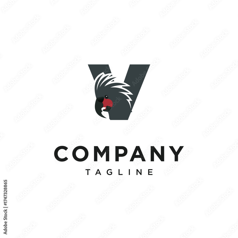Fototapeta premium Letter V Palm Cockatoo Logo Icon Vector