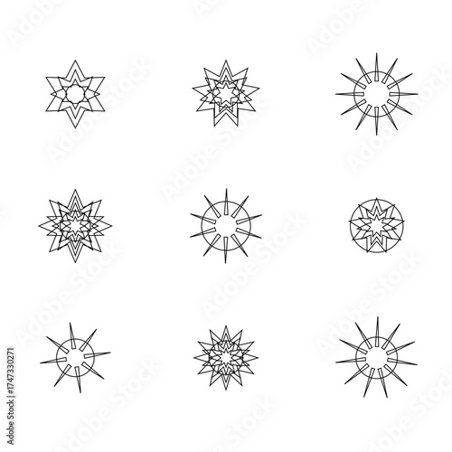 Black Line Mandala Set XVII – Advanced Geometric Vector Collection on Transparent Background | EPS 10
