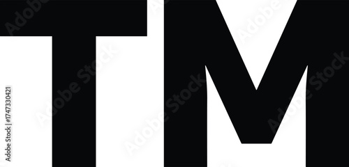  Trademark symbol TM black bold letters isolated on white background, vector design for branding, logo, copyright, business identity, protection concept.