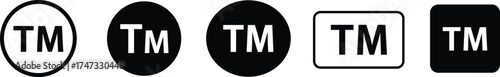  Trademark symbol vector icon set in black and white, intellectual property mark design for branding, legal protection, and business identity use