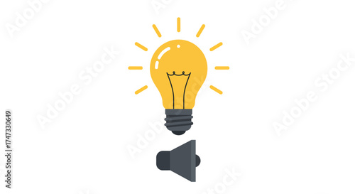 Illustration of a light bulb above a speaker.