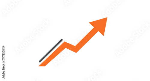 Orange arrow pointing upwards indicating growth and progress.