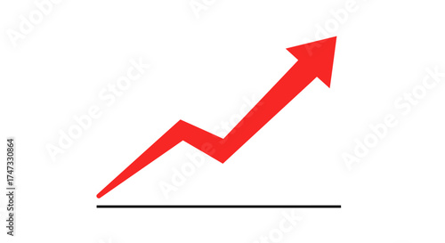 Red arrow pointing upwards, indicating growth or success, on a white background.