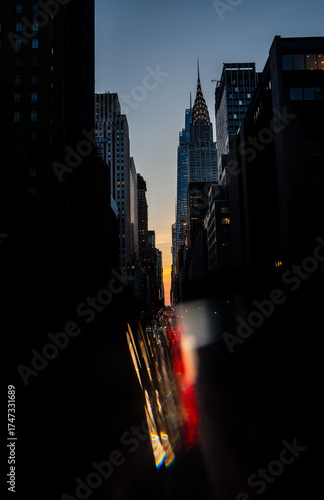 New York City Skyline at Dusk with Artistic Blur