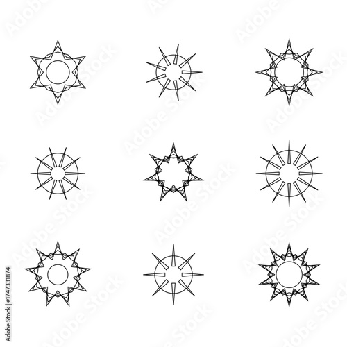 Black Line Mandala Set XVIII – Creative Geometric Vector Collection on Transparent Background | EPS 10