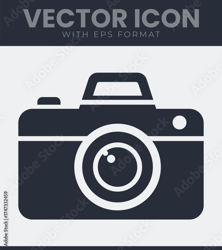 Simple camera icon vector art photography symbol