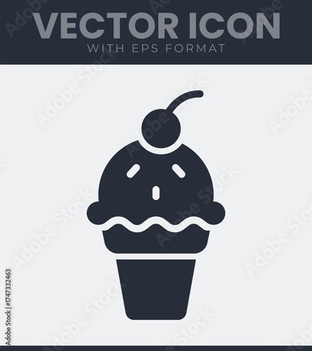 Sweet cupcake dessert icon simple treat graphic