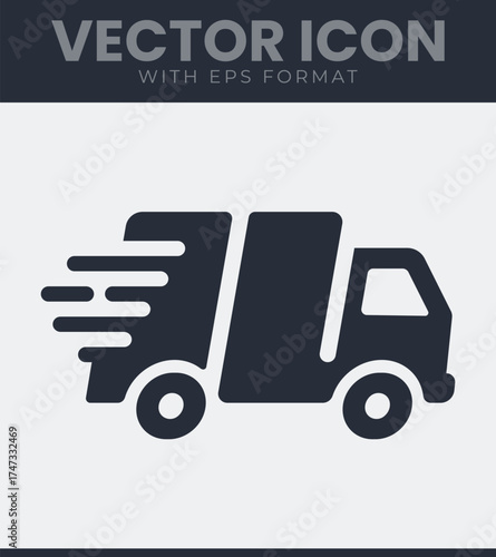 Fast delivery truck vector icon for logistics