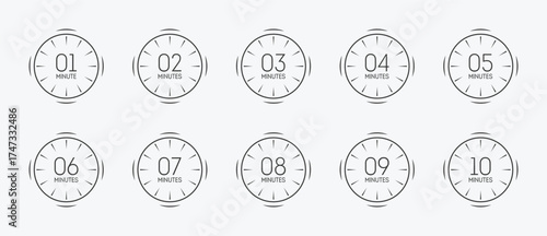 Simple clock circular arrow icons for flow