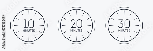 Simple timer icons set 10 20 30 minutes