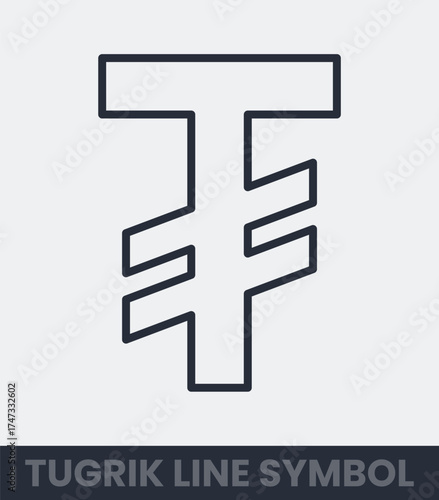 Mongolian tugrik currency symbol line art