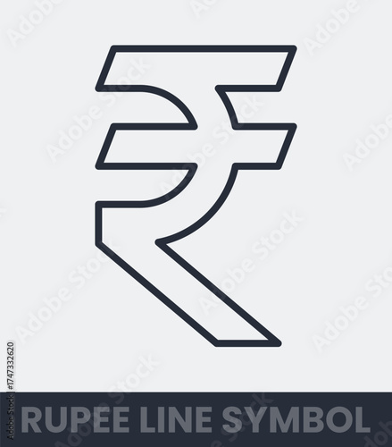 Indian rupee symbol simple line art money icon