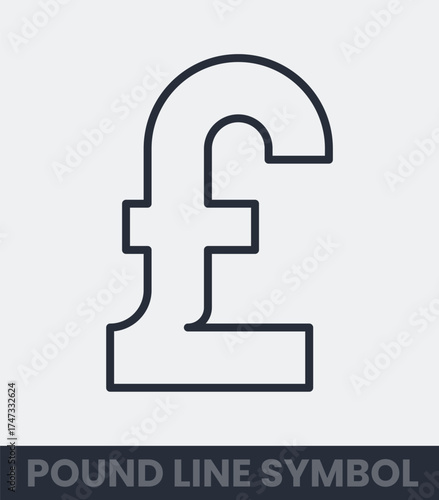 Pound sterling currency symbol simple line art