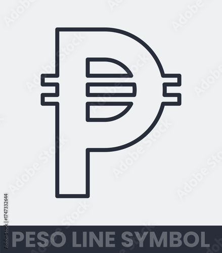 Philippine peso symbol line art money icon
