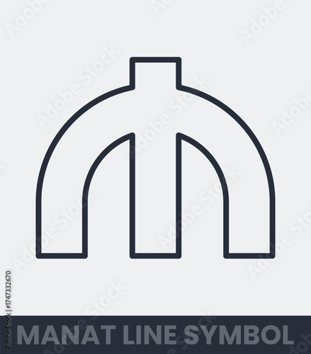 Azerbaijan manat currency symbol line art icon