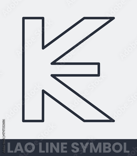 Lao kip currency symbol icon simple outline design