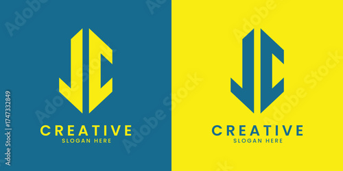 Letter JC abstract geometric logo design