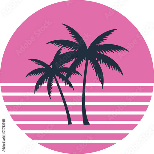 Retro Palm Trees Summer Vibes Graphic