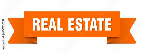 real estate ribbon isolated on transparent background. real estate ribbon