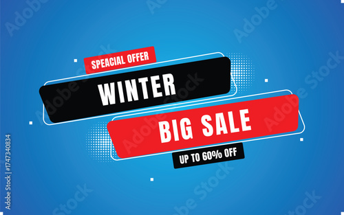 60% Winter Big Sale vector.Meta-modern promotion for digital advertising, e-commerce, and social media campaigns.