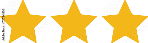 Vector art of three golden stars rating for customer review