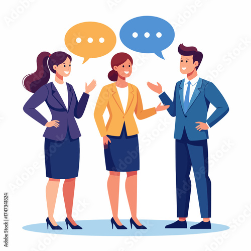 elegant businessmen with speech bubble