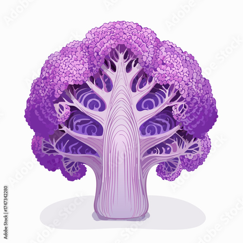 Purple cauliflower with transparent background