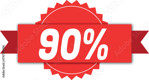 Red promotional banner showing a ninety percent discount offer.