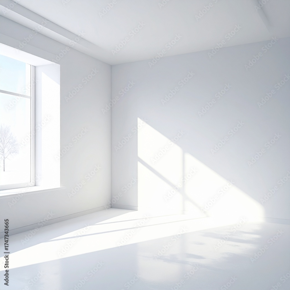 Fototapeta premium Cool Winter Light Across Minimal Interior Corner