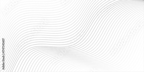 Undulate gray wave swirl. frequency soundwave; twisted curve lines with blend effect. Technology, data science, geometric border pattern. Isolated on white background. Vector illustration	
