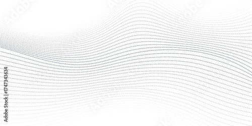 Undulate gray wave swirl. frequency soundwave; twisted curve lines with blend effect. Technology, data science, geometric border pattern. Isolated on white background. Vector illustration	