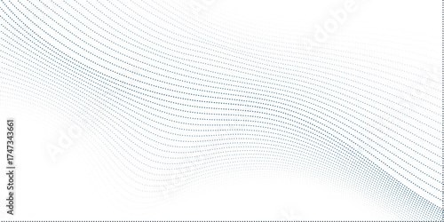 Minimal abstract halftone dotted wave background . Elegant dynamic pattern with small black dots forming smooth curved lines on white background. Perfect for modern presentations. technology themes.