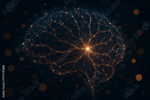 Abstract Glowing Neural Network Representing Artificial Intelligence and Digital Brain