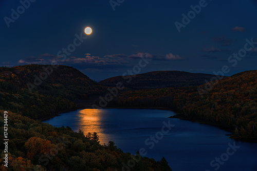 Moon rising over Porcupine Mountain
