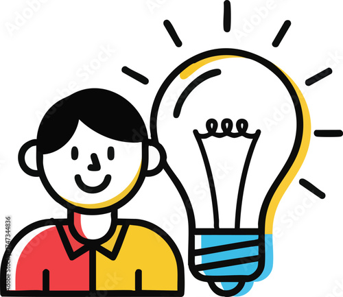 Person with a bright idea or creative thought.