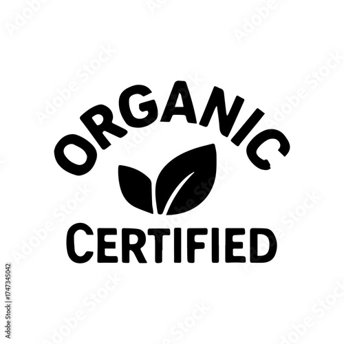 Certified organic logo icon with transparent background eco label illustration
