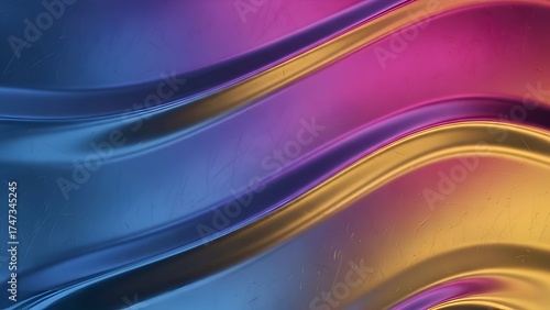 Abstract Wavy Surface with Gradient Colors and Scratched Texture