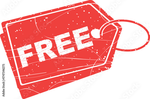 vector illustration red rubber stamp label tag free text symbol
