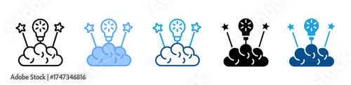 Brain icon sheet multiple style collection