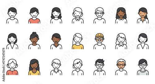 Diverse and inclusive avatars collection, representing various people in a vector format