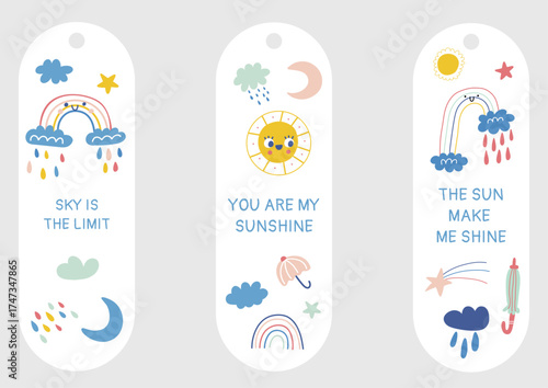 Bright and cheerful bookmarks featuring sunny themes, rainbows, and playful clouds inspire positivity, making them perfect motivators for reading and everyday inspiration in life.