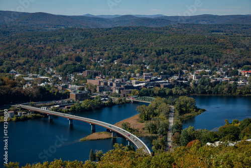 Brattleboro Vermont and the Connecticut River viewed from Mount Wantastiquet, New Hampshire 