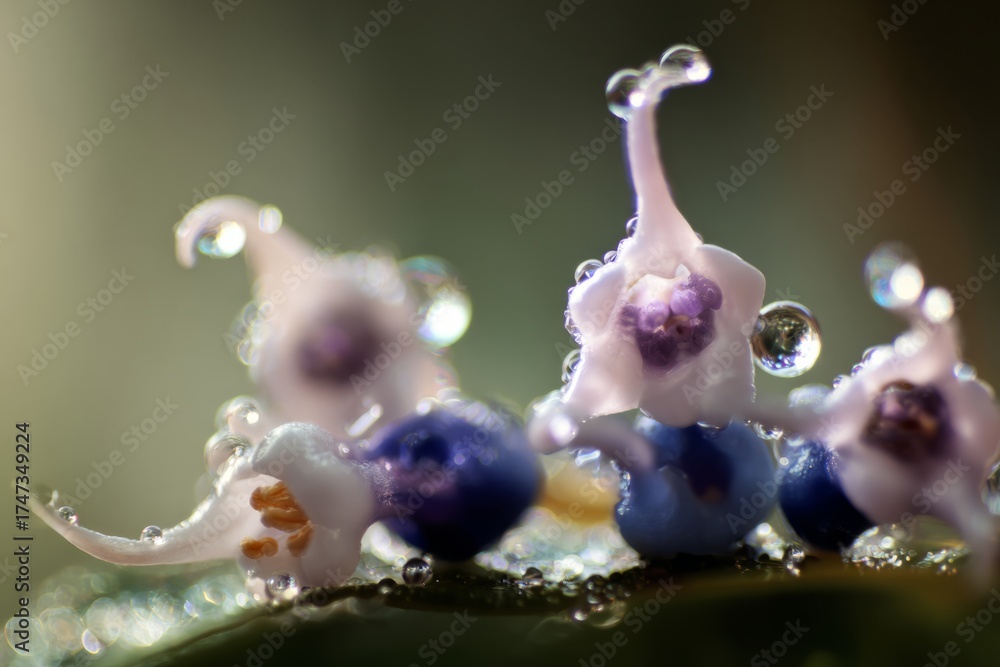 Obraz premium beads,moist,glory,dew,droplets,plant,garden,water,closeup,wet,macro,bloom,botanical,nature,morning,flower,fresh,petals,delicate,blossom