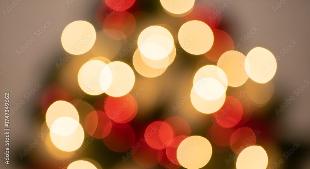 Obraz premium Abstract Christmas Tree: Warm White and Red Bokeh Lights Festive